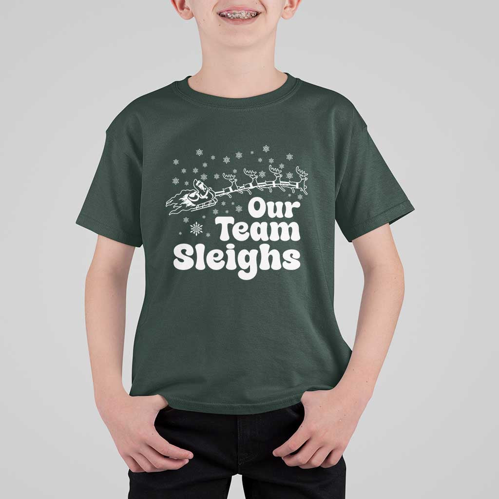 Our Team Sleighs Christmas Matching Group T Shirt For Kid Office Team - Wonder Print Shop