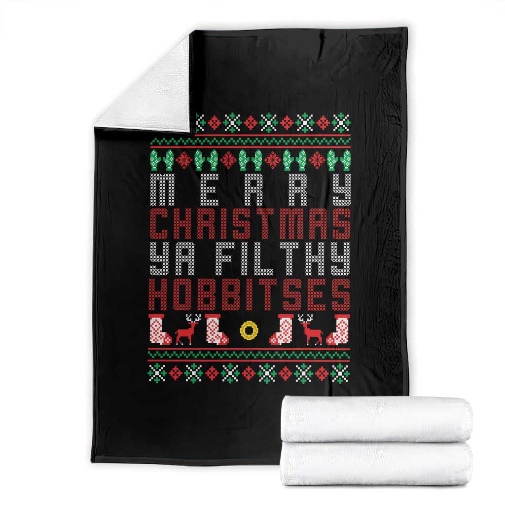 Merry Christmas Ya Filthy Animal Throw Blanket Funny Fantasy Movie Meme LOL Ugly Xmas - Wonder Print Shop