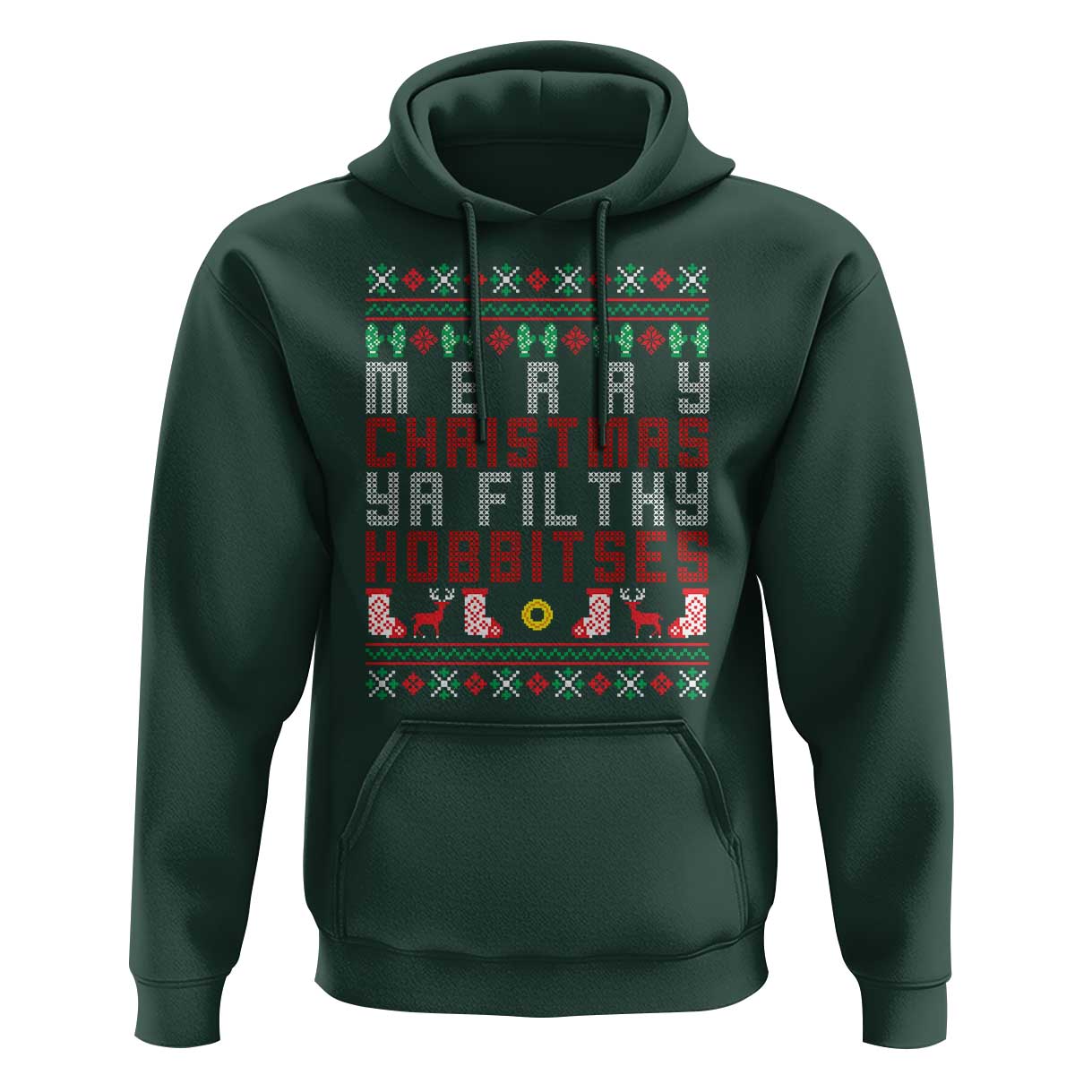 Merry Christmas Ya Filthy Animal Hoodie Funny Fantasy Movie Meme LOL Ugly Xmas - Wonder Print Shop