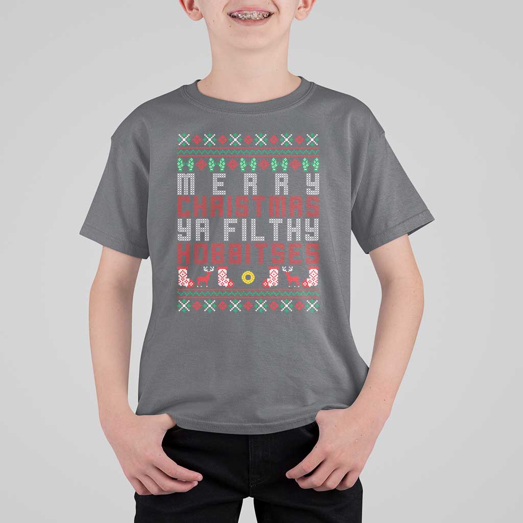 Merry Christmas Ya Filthy Animal T Shirt For Kid Funny Fantasy Movie Meme LOL Ugly Xmas - Wonder Print Shop