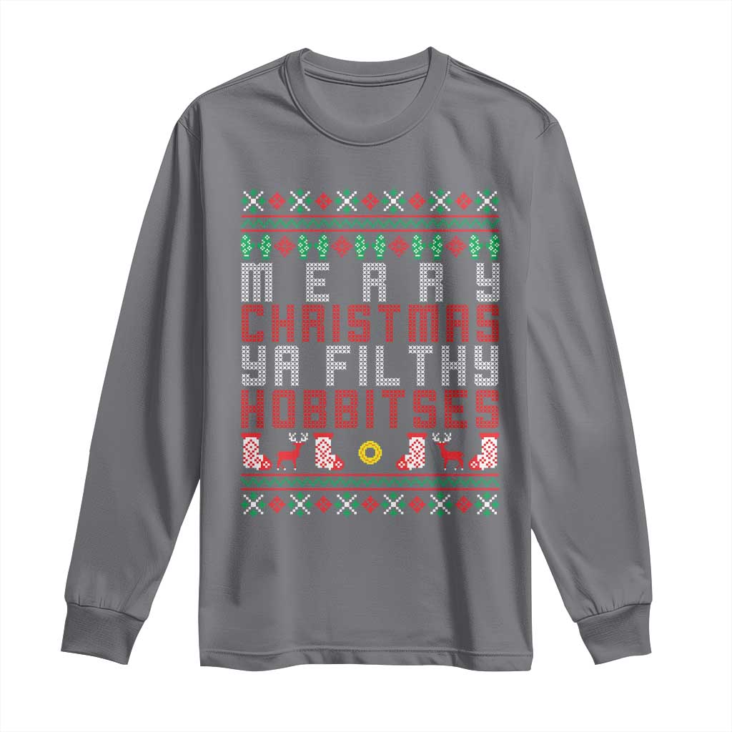 Merry Christmas Ya Filthy Animal Long Sleeve Shirt Funny Fantasy Movie Meme LOL Ugly Xmas - Wonder Print Shop