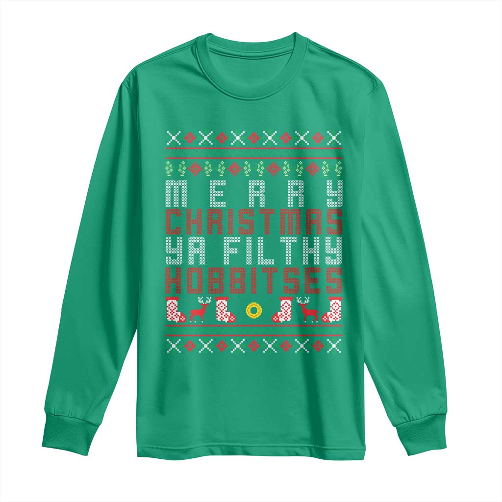Merry Christmas Ya Filthy Animal Long Sleeve Shirt Funny Fantasy Movie Meme LOL Ugly Xmas - Wonder Print Shop