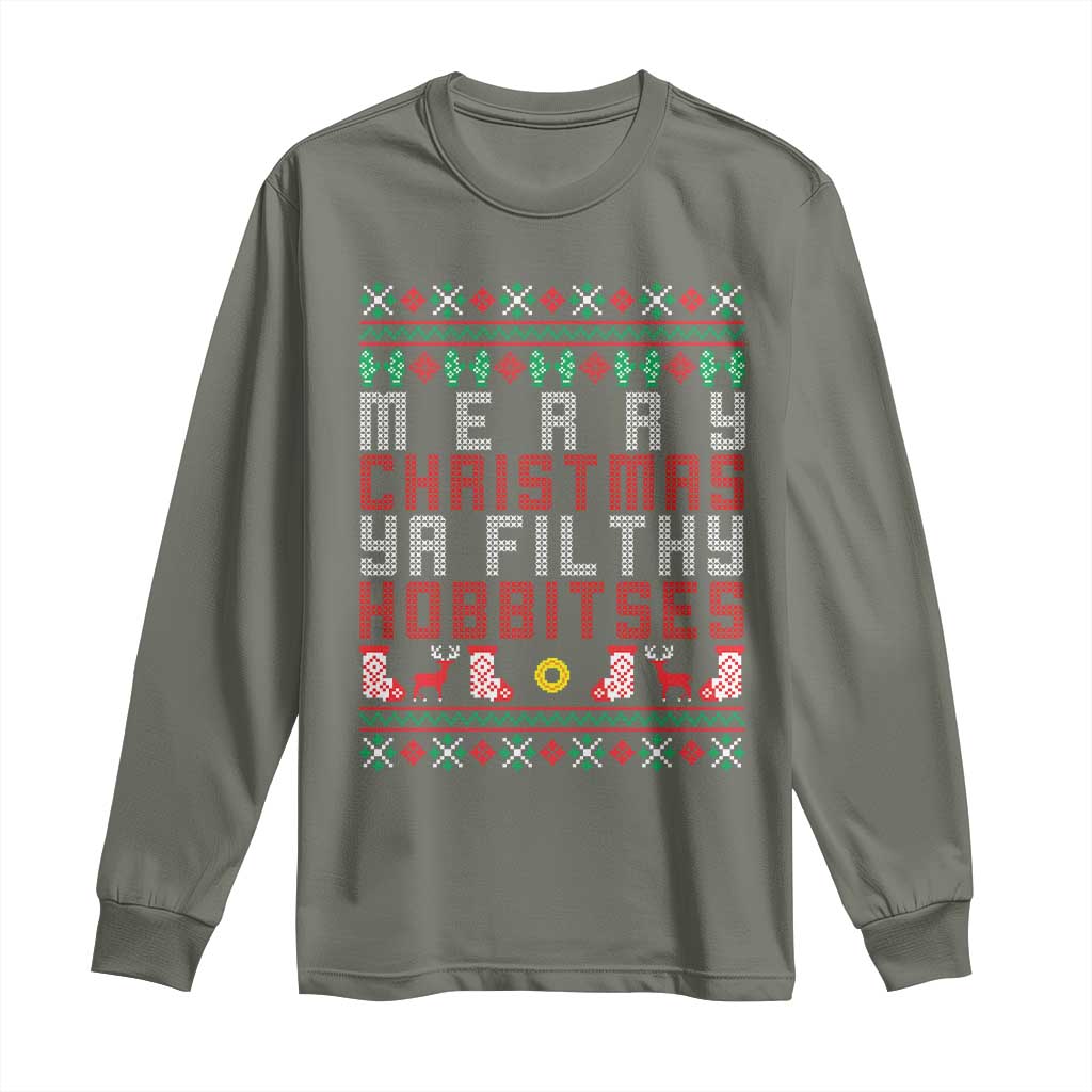 Merry Christmas Ya Filthy Animal Long Sleeve Shirt Funny Fantasy Movie Meme LOL Ugly Xmas - Wonder Print Shop