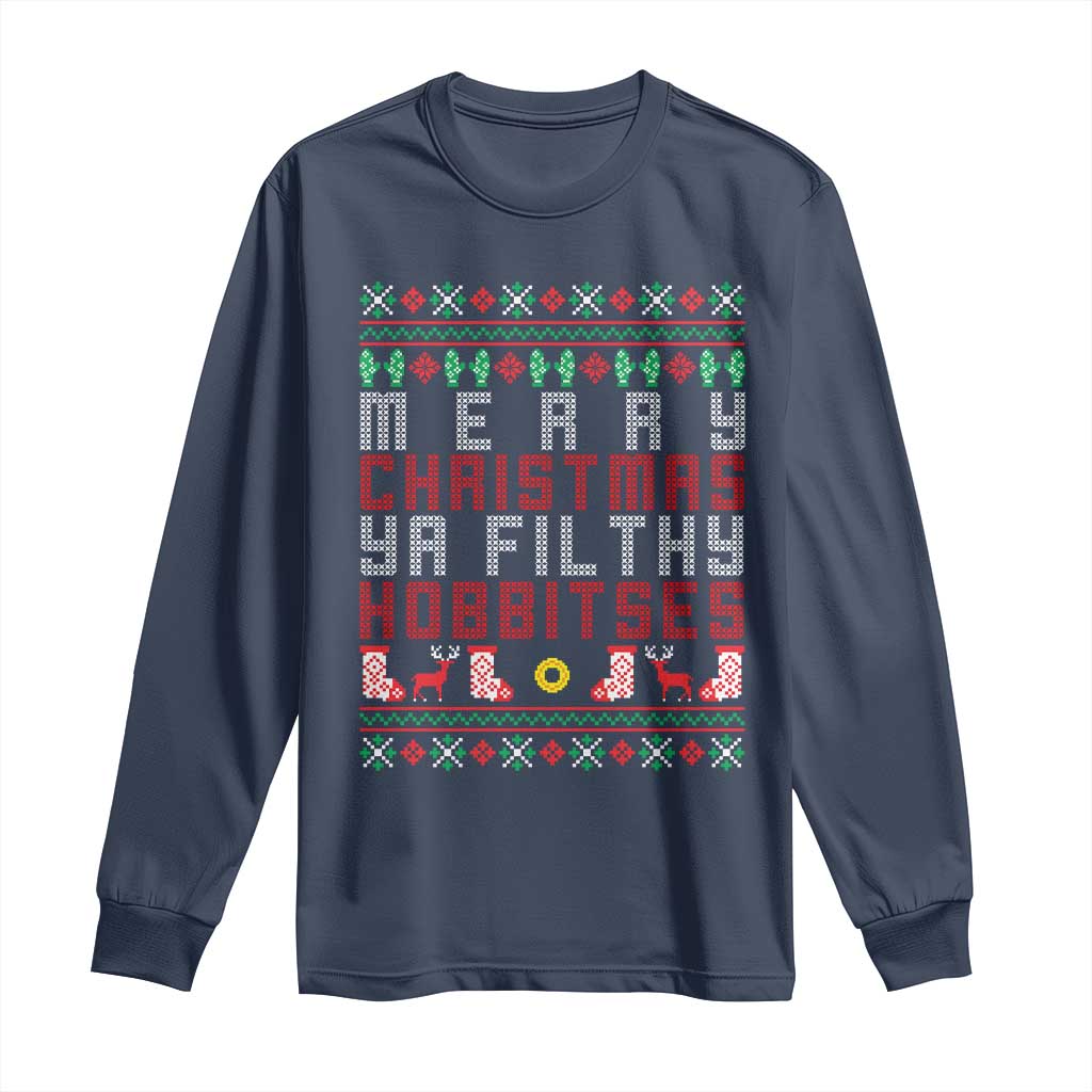 Merry Christmas Ya Filthy Animal Long Sleeve Shirt Funny Fantasy Movie Meme LOL Ugly Xmas - Wonder Print Shop