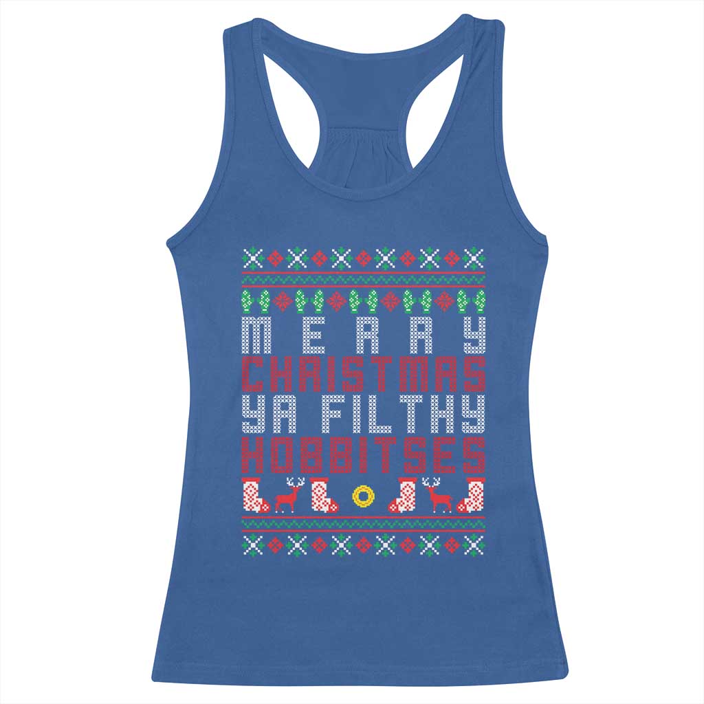Merry Christmas Ya Filthy Animal Racerback Tank Top Funny Fantasy Movie Meme LOL Ugly Xmas - Wonder Print Shop