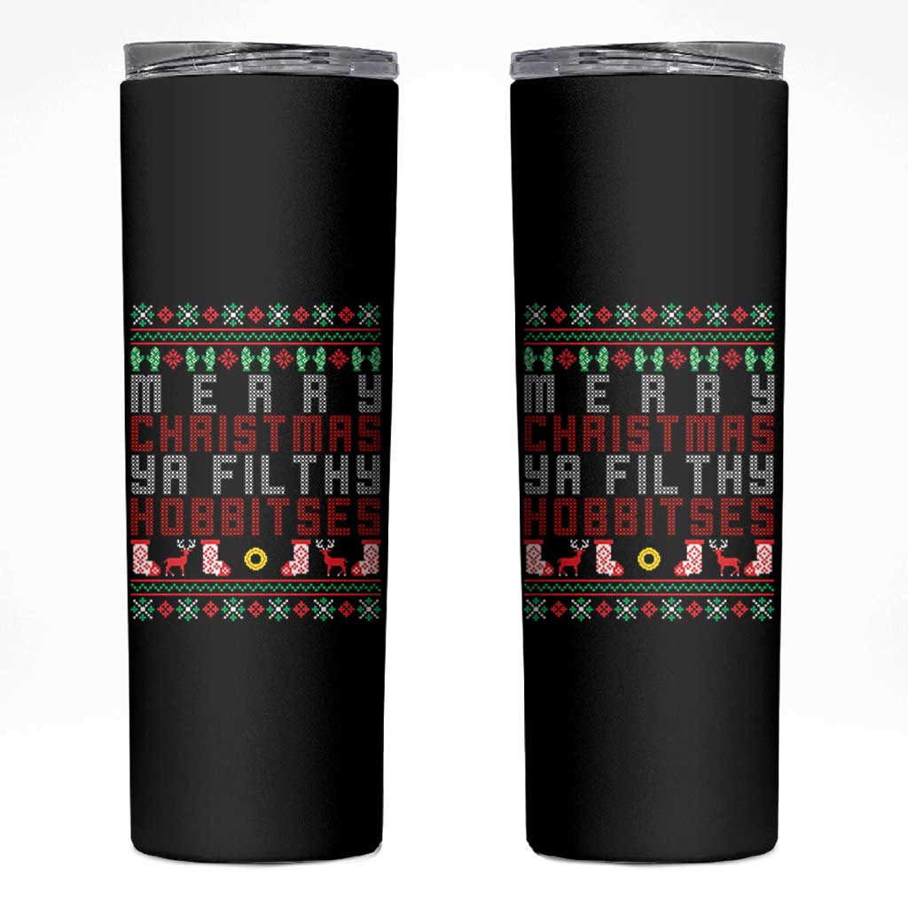 Merry Christmas Ya Filthy Animal Skinny Tumbler Funny Fantasy Movie Meme LOL Ugly Xmas - Wonder Print Shop