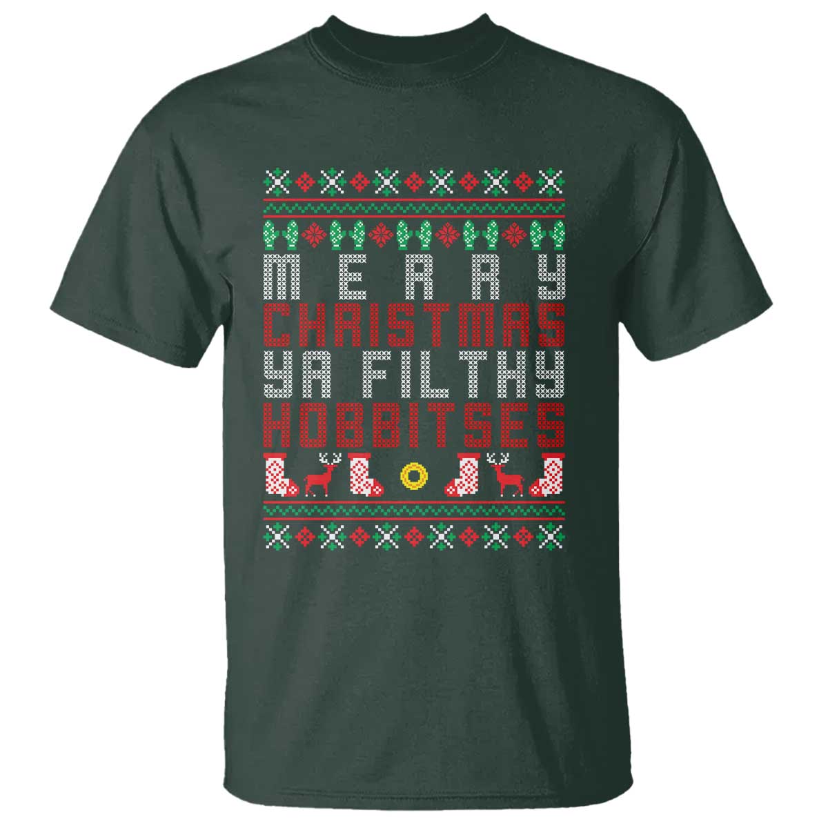 Merry Christmas Ya Filthy Animal T Shirt Funny Fantasy Movie Meme LOL Ugly Xmas - Wonder Print Shop