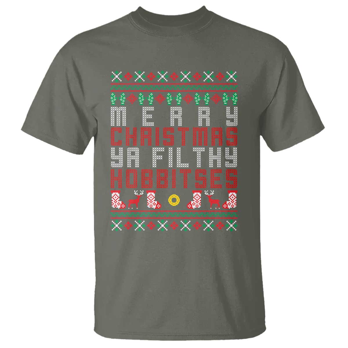 Merry Christmas Ya Filthy Animal T Shirt Funny Fantasy Movie Meme LOL Ugly Xmas - Wonder Print Shop
