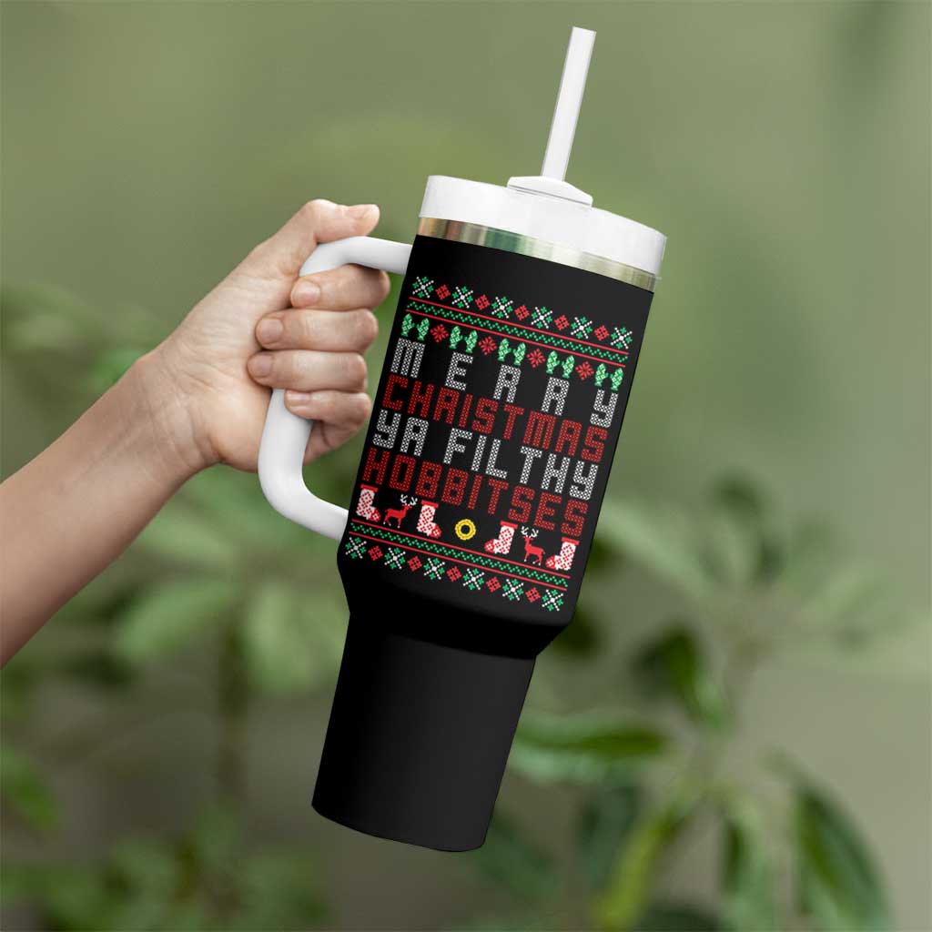 Merry Christmas Ya Filthy Animal Tumbler With Handle Funny Fantasy Movie Meme LOL Ugly Xmas - Wonder Print Shop
