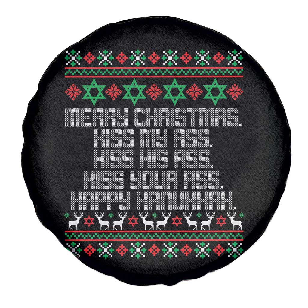 Merry Christmas Kiss My Ass Happy Hanukkah Spare Tire Cover - Wonder Print Shop