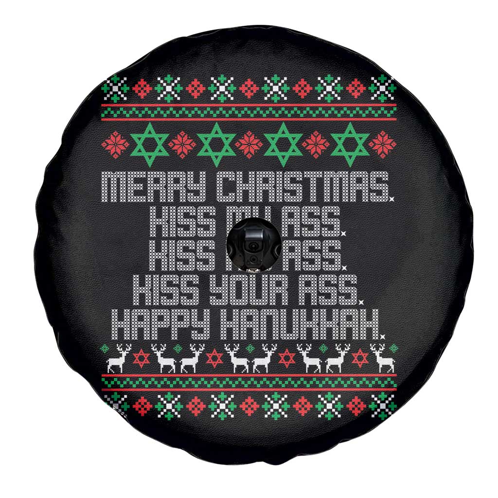 Merry Christmas Kiss My Ass Happy Hanukkah Spare Tire Cover - Wonder Print Shop
