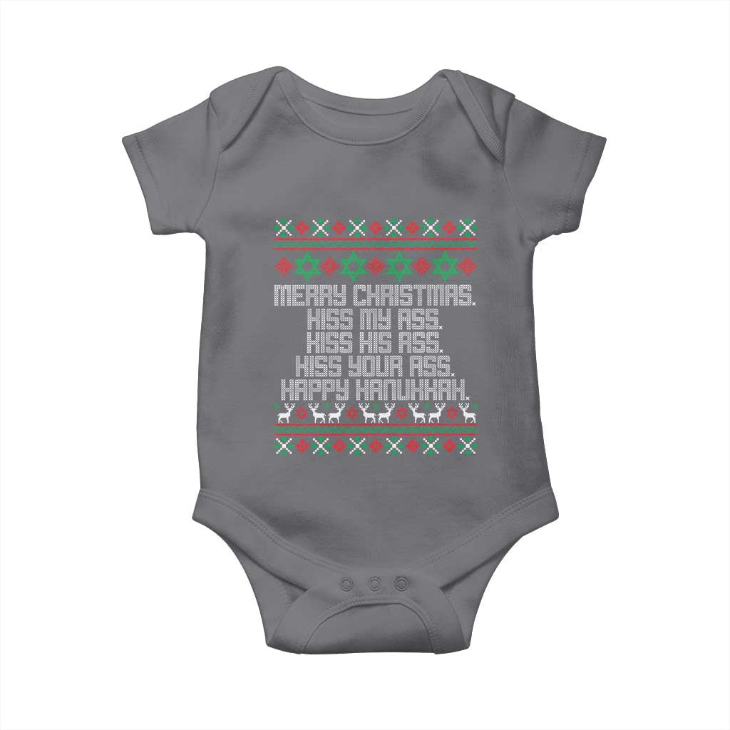 Merry Christmas Kiss My Ass Happy Hanukkah Baby Onesie - Wonder Print Shop