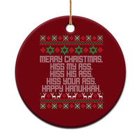 Merry Christmas Kiss My Ass Happy Hanukkah Ceramic Ornament - Wonder Print Shop