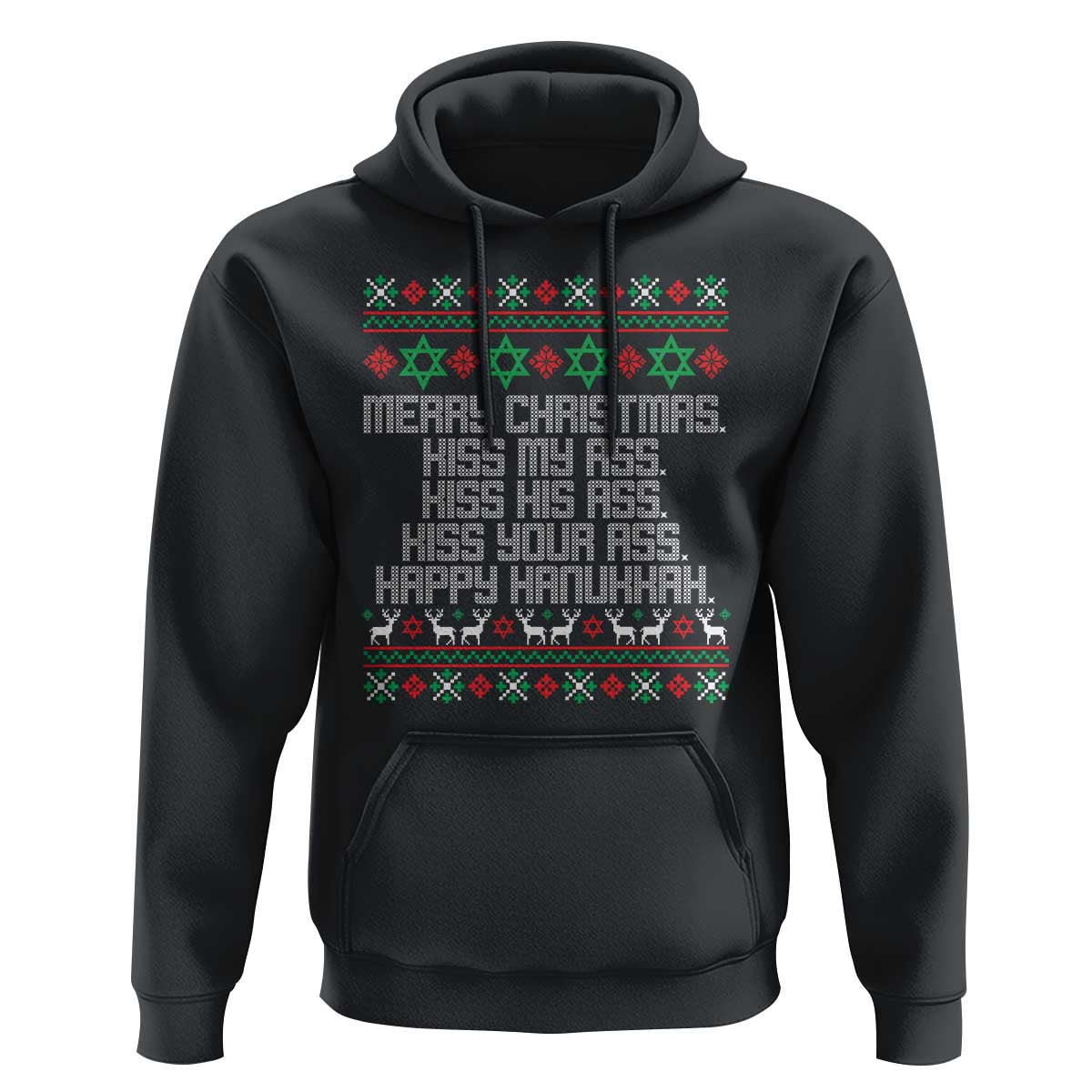 Merry Christmas Kiss My Ass Happy Hanukkah Hoodie - Wonder Print Shop