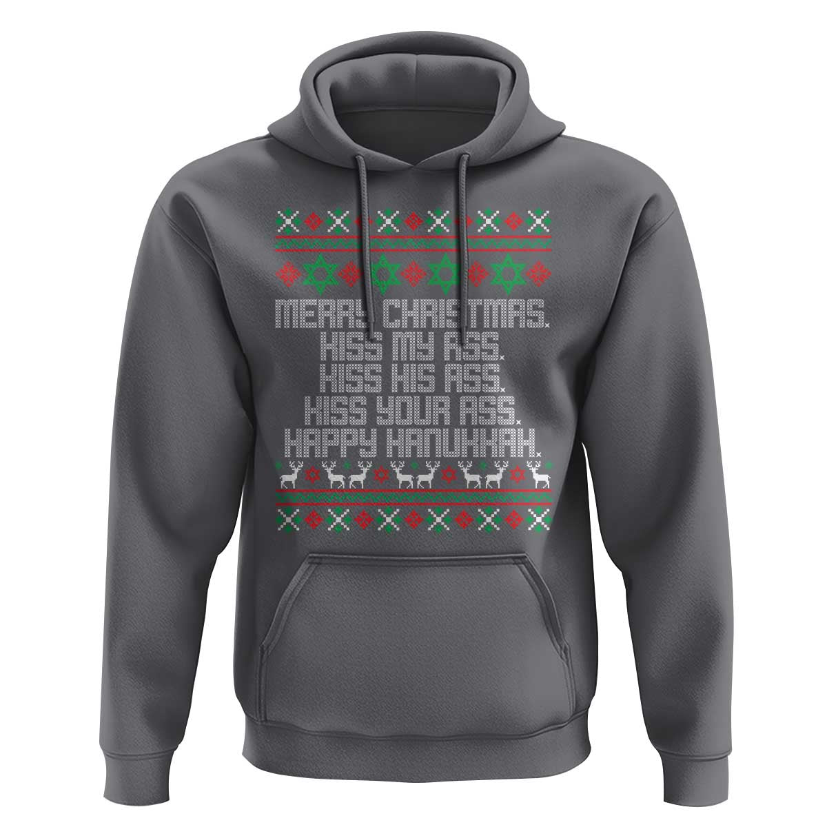 Merry Christmas Kiss My Ass Happy Hanukkah Hoodie - Wonder Print Shop