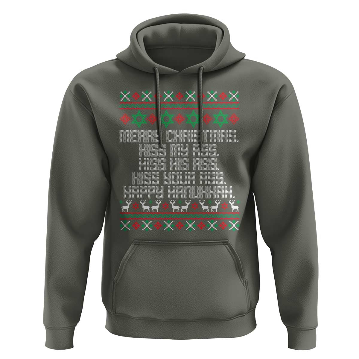 Merry Christmas Kiss My Ass Happy Hanukkah Hoodie - Wonder Print Shop