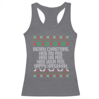 Merry Christmas Kiss My Ass Happy Hanukkah Racerback Tank Top - Wonder Print Shop