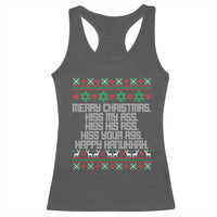 Merry Christmas Kiss My Ass Happy Hanukkah Racerback Tank Top - Wonder Print Shop