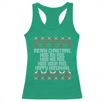 Merry Christmas Kiss My Ass Happy Hanukkah Racerback Tank Top - Wonder Print Shop