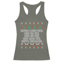 Merry Christmas Kiss My Ass Happy Hanukkah Racerback Tank Top - Wonder Print Shop