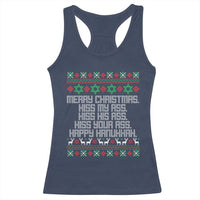 Merry Christmas Kiss My Ass Happy Hanukkah Racerback Tank Top - Wonder Print Shop