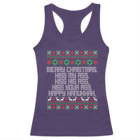 Merry Christmas Kiss My Ass Happy Hanukkah Racerback Tank Top - Wonder Print Shop