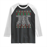 Merry Christmas Kiss My Ass Happy Hanukkah Raglan Shirt - Wonder Print Shop
