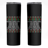 Merry Christmas Kiss My Ass Happy Hanukkah Skinny Tumbler - Wonder Print Shop