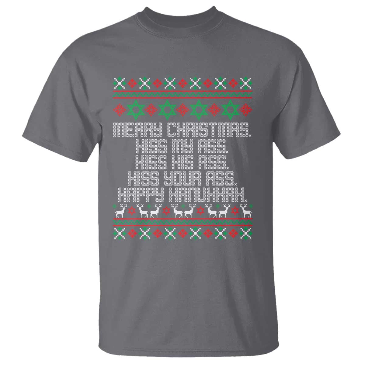 Merry Christmas Kiss My Ass Happy Hanukkah T Shirt - Wonder Print Shop