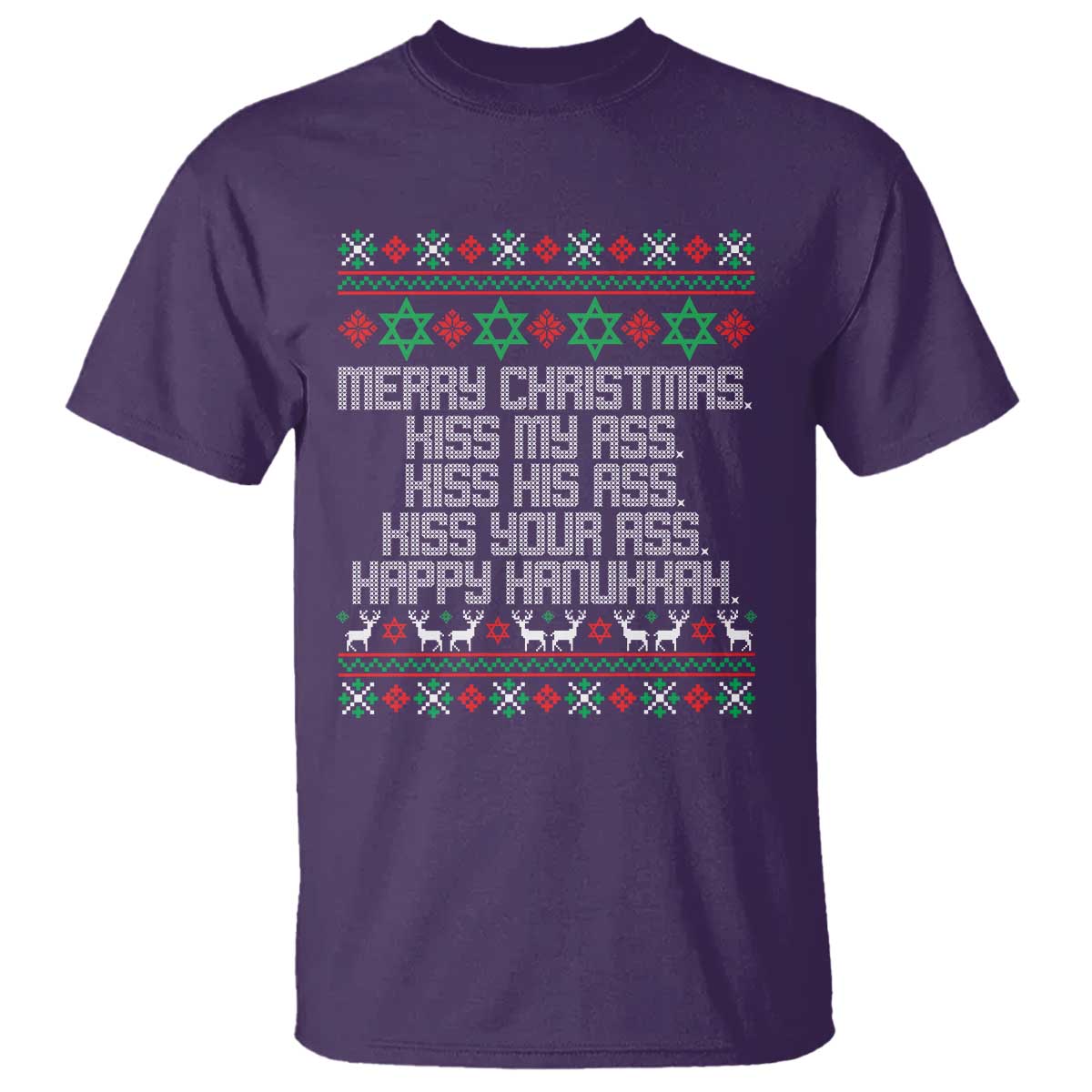 Merry Christmas Kiss My Ass Happy Hanukkah T Shirt - Wonder Print Shop