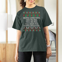 Merry Christmas Kiss My Ass Happy Hanukkah T Shirt For Women - Wonder Print Shop