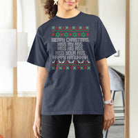 Merry Christmas Kiss My Ass Happy Hanukkah T Shirt For Women - Wonder Print Shop
