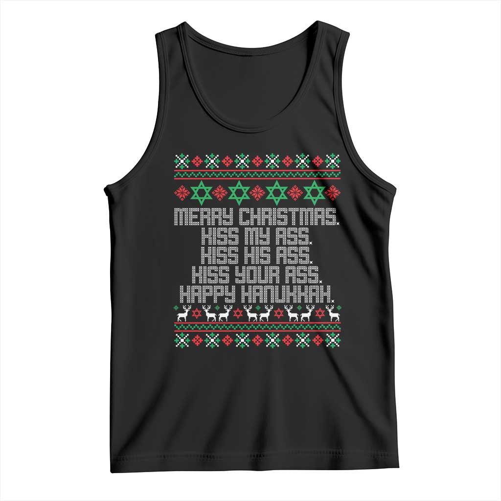 Merry Christmas Kiss My Ass Happy Hanukkah Tank Top - Wonder Print Shop