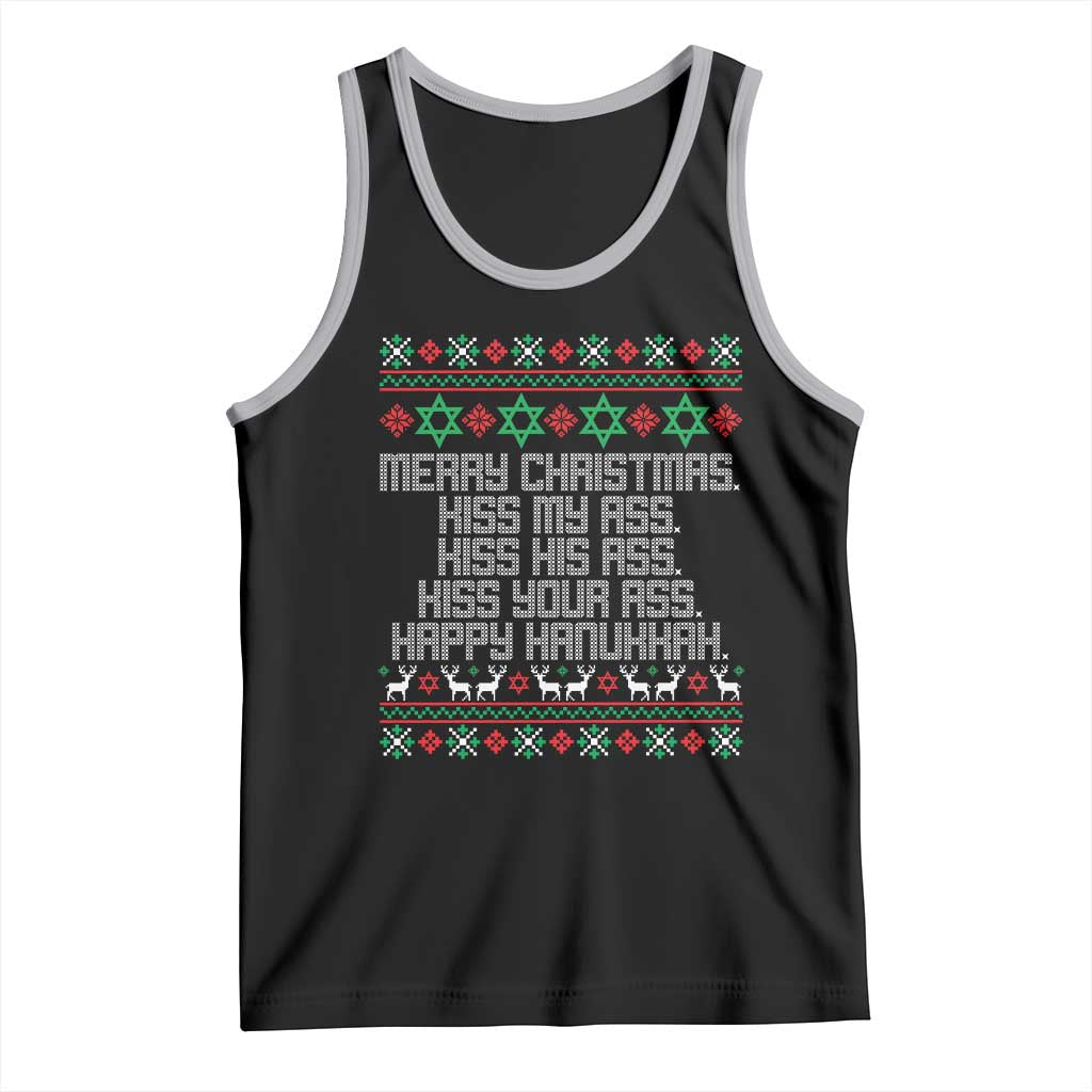 Merry Christmas Kiss My Ass Happy Hanukkah Tank Top - Wonder Print Shop