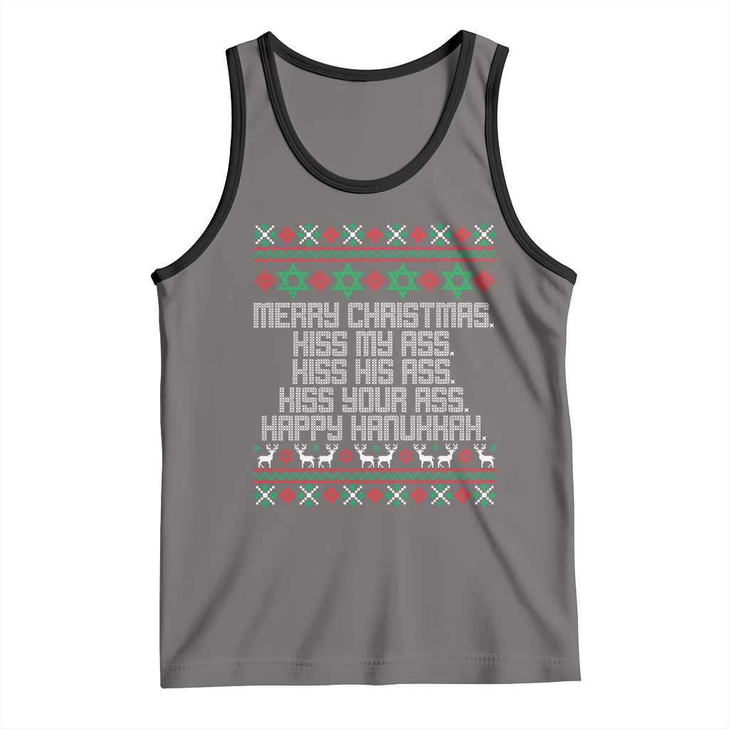 Merry Christmas Kiss My Ass Happy Hanukkah Tank Top - Wonder Print Shop