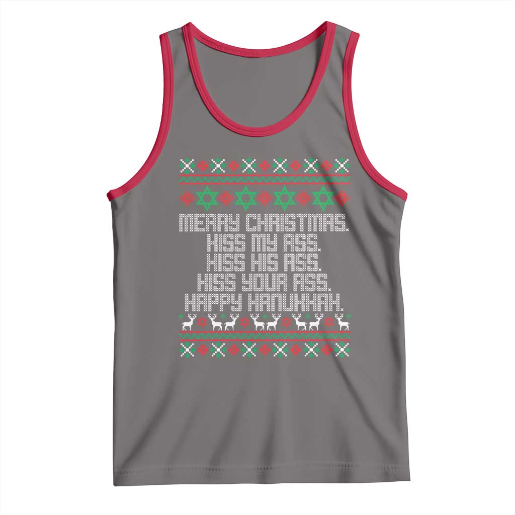 Merry Christmas Kiss My Ass Happy Hanukkah Tank Top - Wonder Print Shop