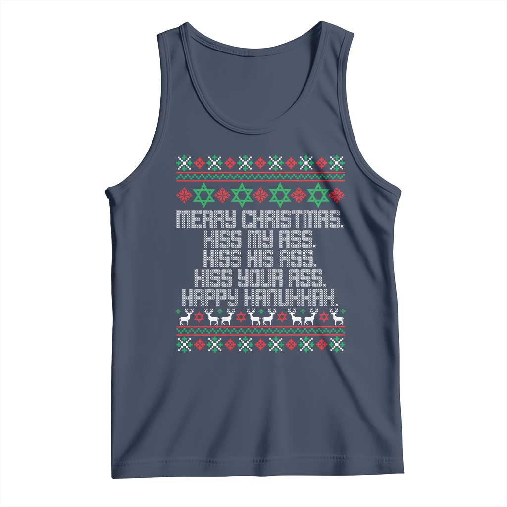 Merry Christmas Kiss My Ass Happy Hanukkah Tank Top - Wonder Print Shop