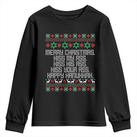 Merry Christmas Kiss My Ass Happy Hanukkah Youth Sweatshirt - Wonder Print Shop