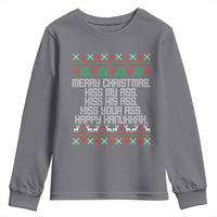 Merry Christmas Kiss My Ass Happy Hanukkah Youth Sweatshirt - Wonder Print Shop