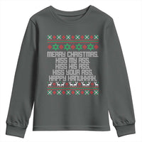 Merry Christmas Kiss My Ass Happy Hanukkah Youth Sweatshirt - Wonder Print Shop