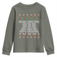 Merry Christmas Kiss My Ass Happy Hanukkah Youth Sweatshirt - Wonder Print Shop