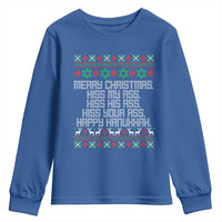 Merry Christmas Kiss My Ass Happy Hanukkah Youth Sweatshirt - Wonder Print Shop