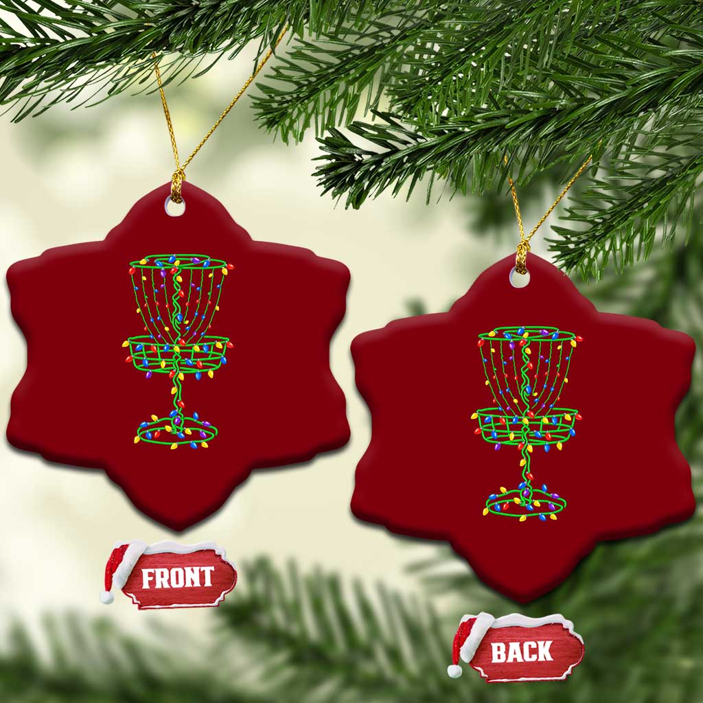 Christmas Disc Golf Basket Ceramic Ornament Frisbee Golfer Xmas Gift - Wonder Print Shop
