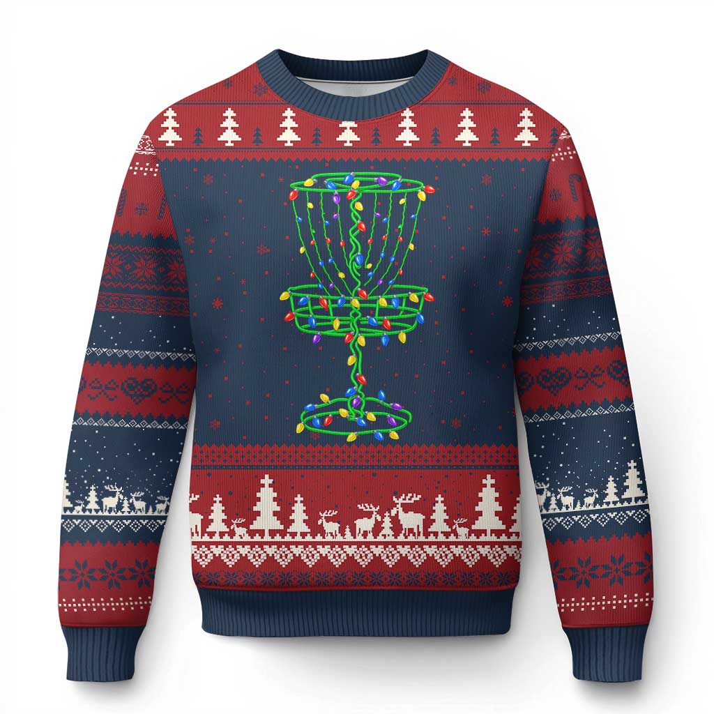 Xmas Disc Golf Basket Ugly Christmas Sweater Frisbee Golfer Xmas Gift - Wonder Print Shop