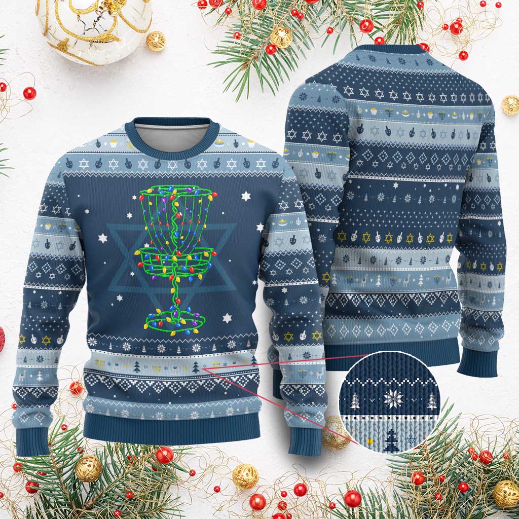 Christmas Disc Golf Basket Hanukkah Ugly Sweater Frisbee Golfer Xmas Gift - Wonder Print Shop