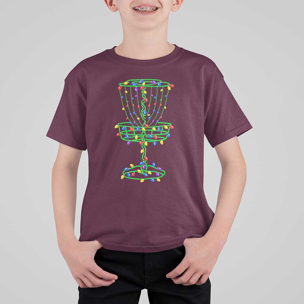Christmas Disc Golf Basket T Shirt For Kid Frisbee Golfer Xmas Gift - Wonder Print Shop