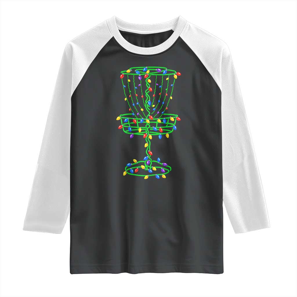 Christmas Disc Golf Basket Raglan Shirt Frisbee Golfer Xmas Gift - Wonder Print Shop