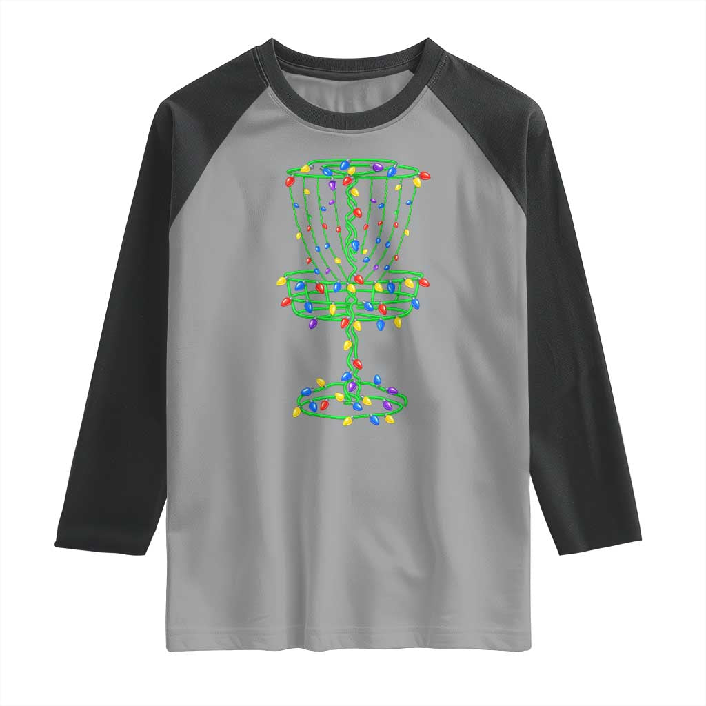 Christmas Disc Golf Basket Raglan Shirt Frisbee Golfer Xmas Gift - Wonder Print Shop