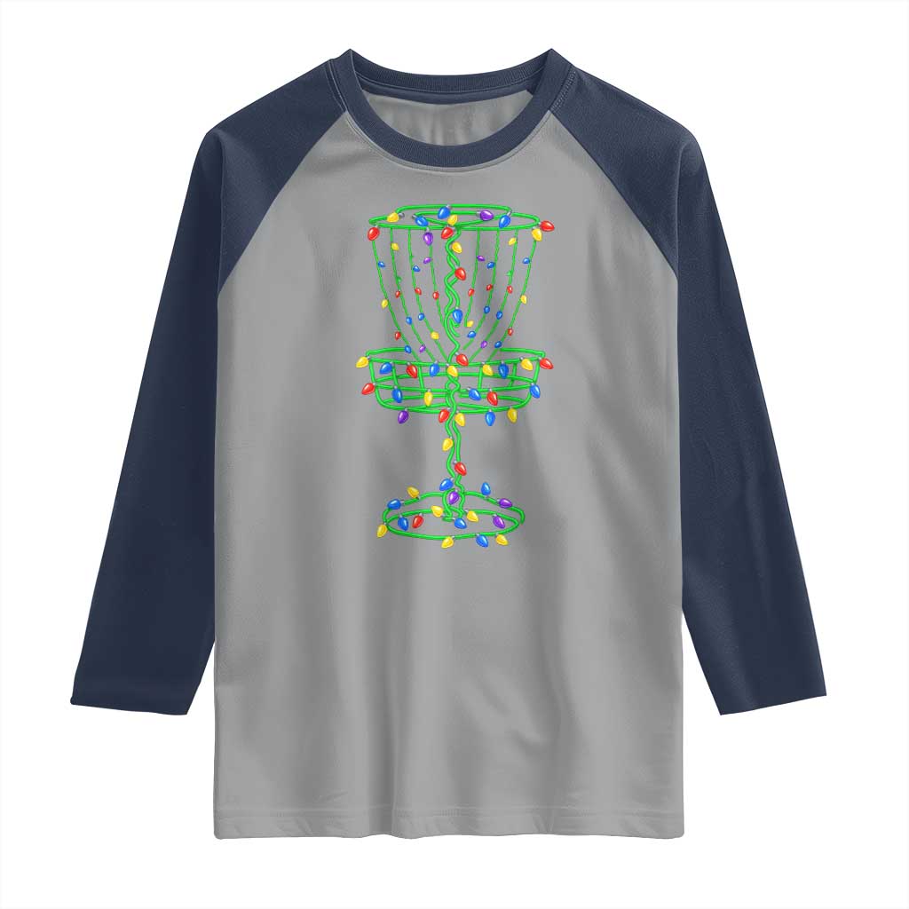 Christmas Disc Golf Basket Raglan Shirt Frisbee Golfer Xmas Gift - Wonder Print Shop