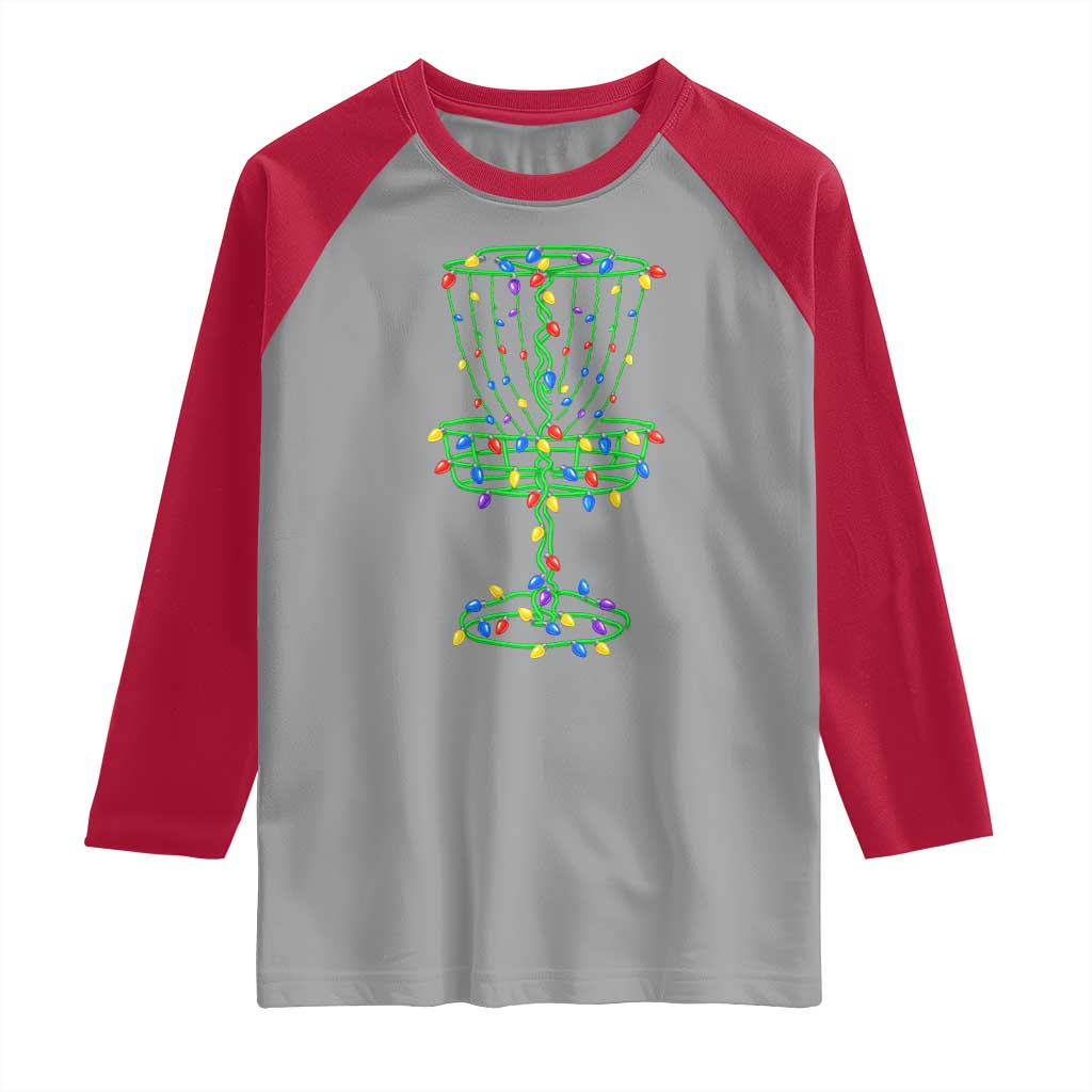 Christmas Disc Golf Basket Raglan Shirt Frisbee Golfer Xmas Gift - Wonder Print Shop